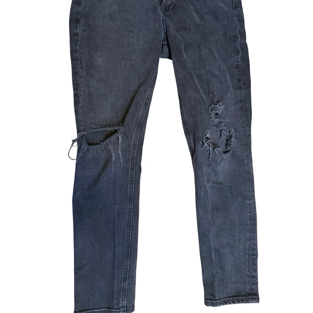 AGOLDE Nico High Rise Slim Jeans 28 | Washed Black | 5-Button Fly | Knee Rip - Picture 4 of 10